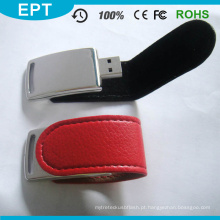 Pop-up de couro vermelho emboss logotipo usb flash drive (tl019)